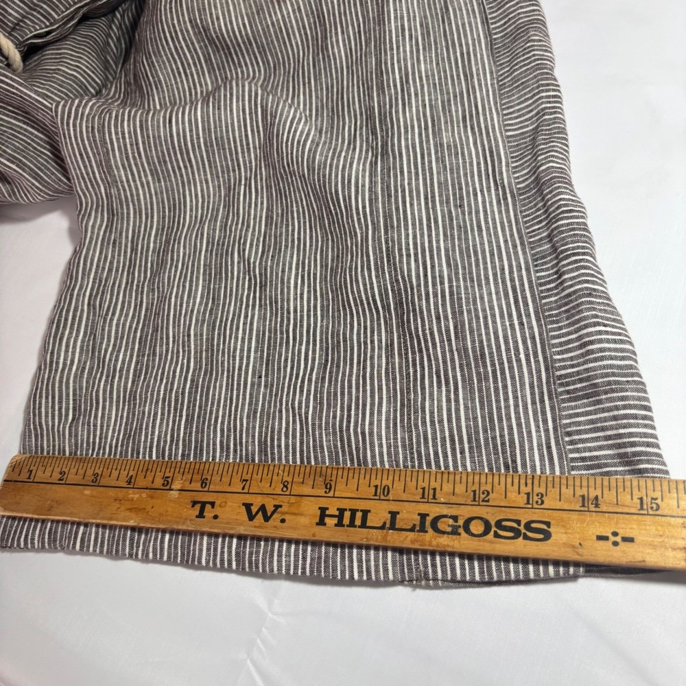 Anthropologie Ett Twa Super Wide Leg Brown Striped Linen Pant Women Size 12 Tall - Picture 16 of 16